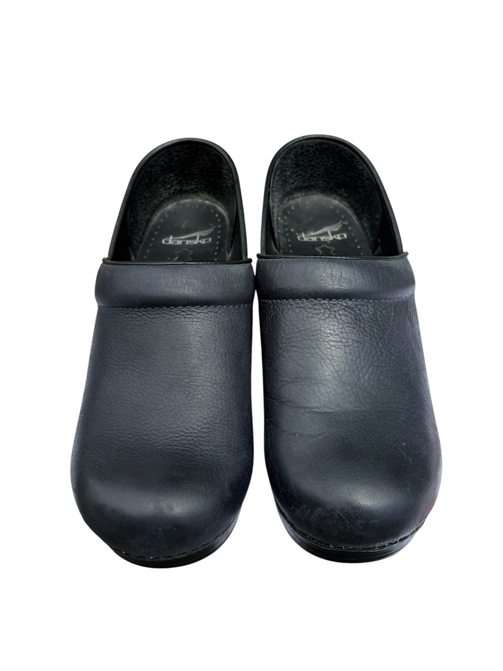 Dansko Black Slip-On Leather Clogs